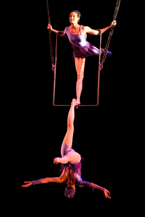 photo of NECCA's founders performing on aerial rectangle