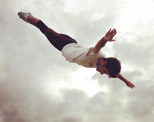 jim strong performing aerial acrobatics