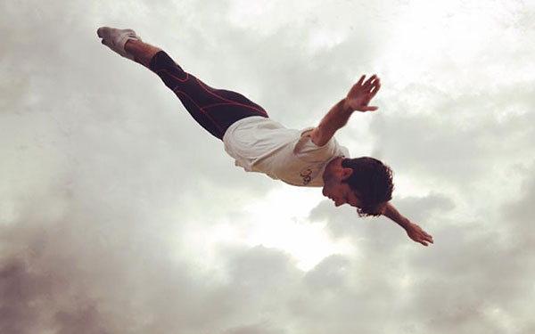 jim strong performing aerial acrobatics