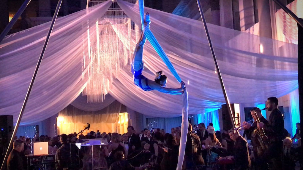 image of christine morano performing on aerial fabric